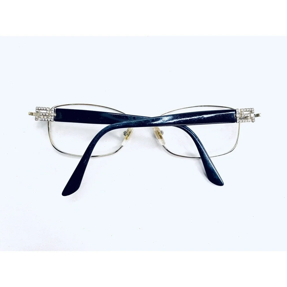 Versace Gold Cat Eye Glasses Studded Black Temple Italy MOD 1226B 1252 52 16 130